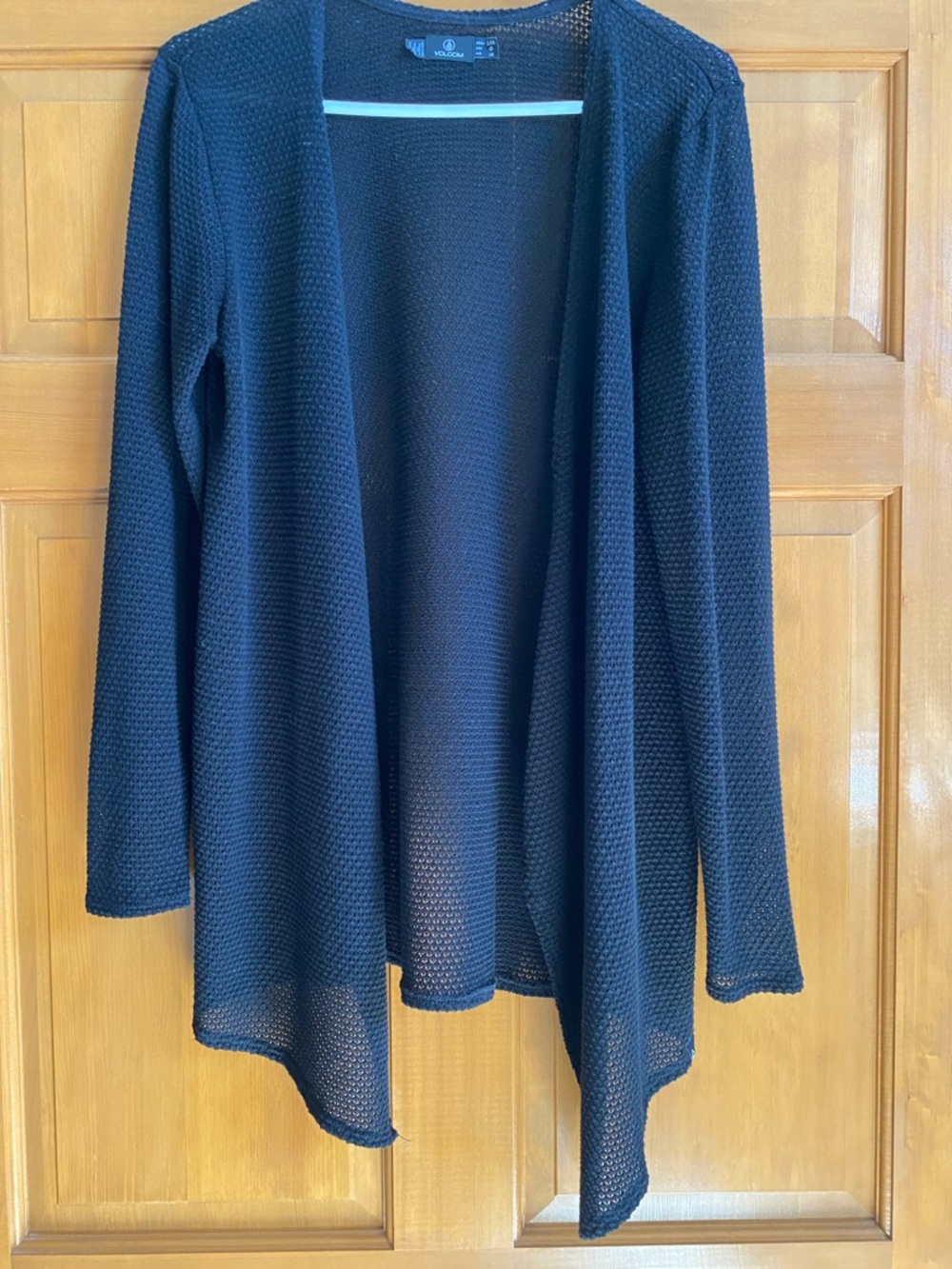 Volcom Open-Front Knit Cardigan in Black